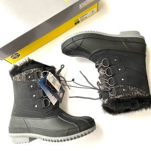 KHOMBU New $60 Womens 6 Kerrigan Black Waterproof Lace Up Tall Winter Boots W4